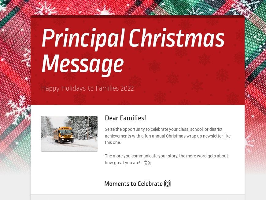Principal Christmas Message Template