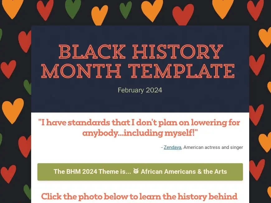 Black history month newsletter template.
