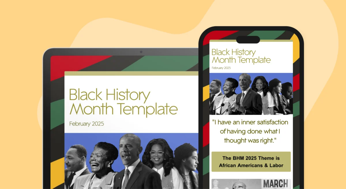 Tablet and smartphone with Smore's Black History Month template.