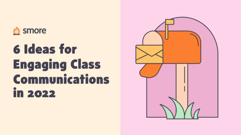 Graphic of a mailbox with an envelope in it and text saying 6 Ideas for Engaging Class Communications in 2022.