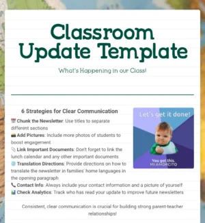 Classroom Update Template