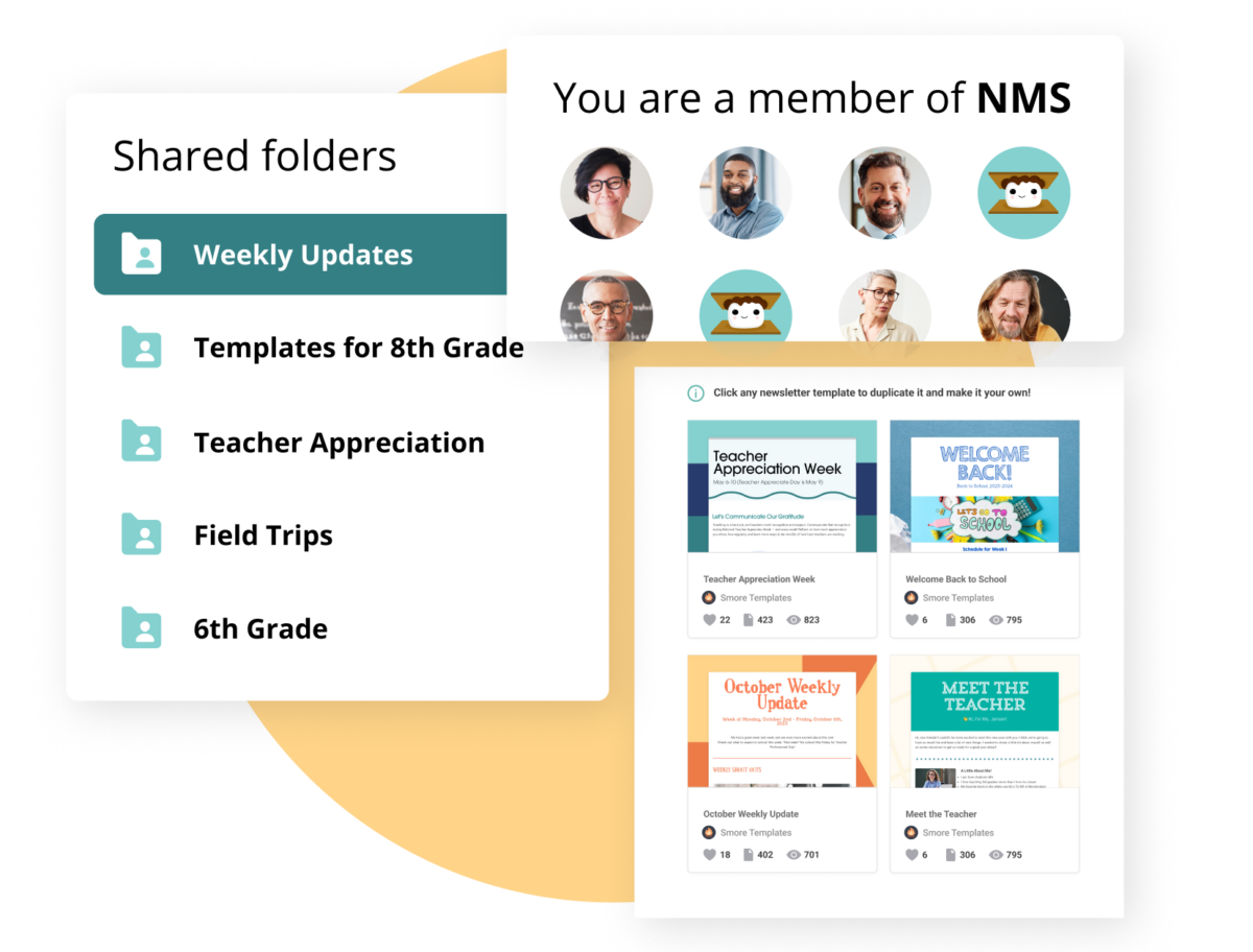 Shared folders feature in Smore.