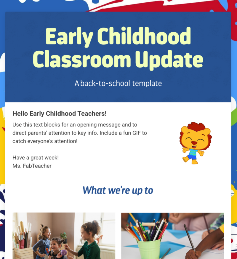 Early Childhood Classroom Update