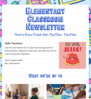 Elementary Classroom Newsletter