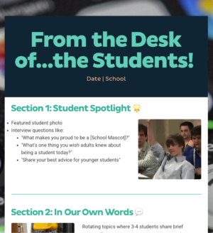 From the Desk of...the Students!