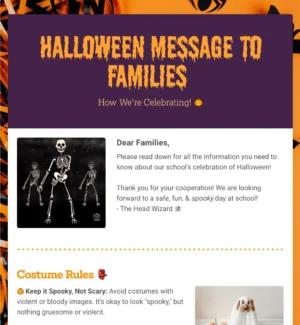 Halloween Message to Families template