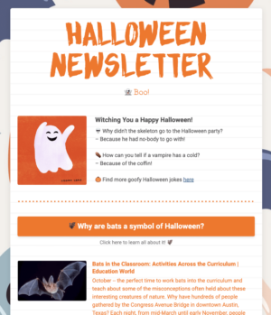 Halloween newsletter template.