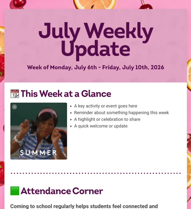 July Weekly Update for 2026