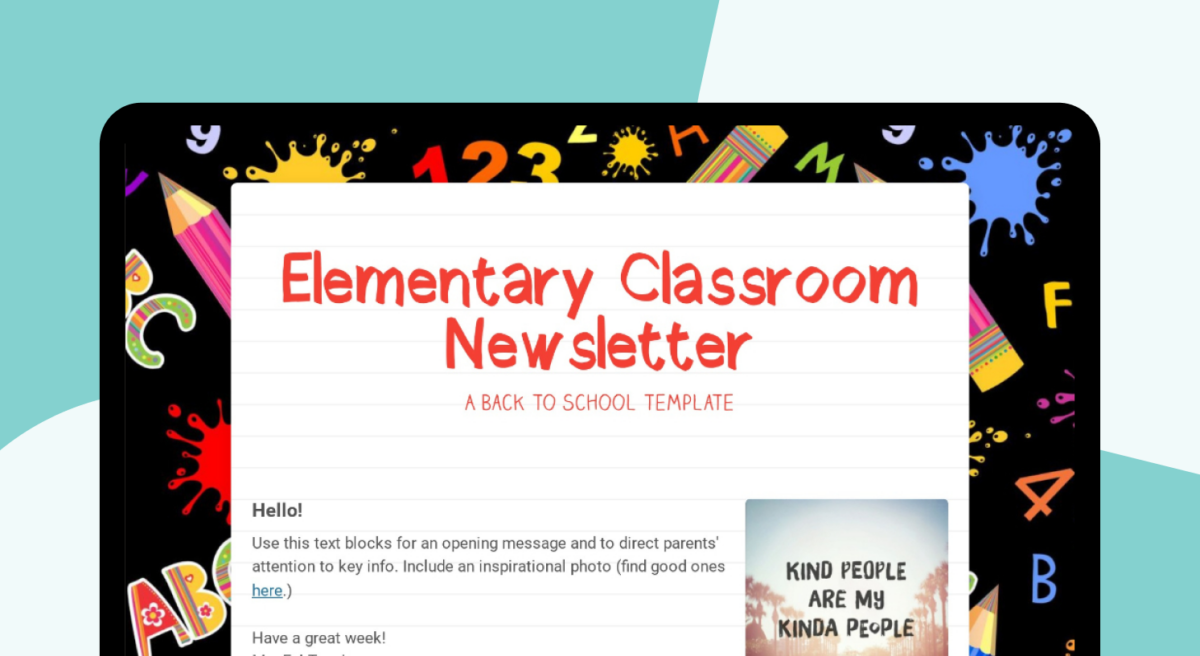 Elementary Classroom newsletter template.