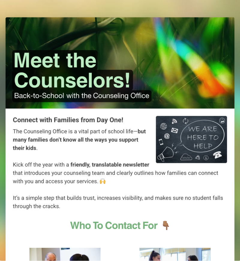 Meet the Counselors! Template
