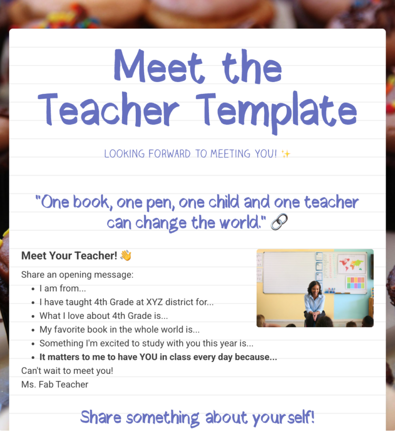 Meet the Teacher Template