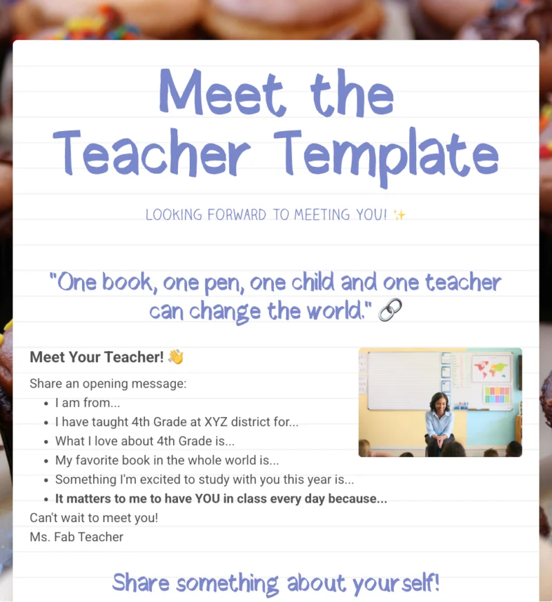Meet the Teacher Template