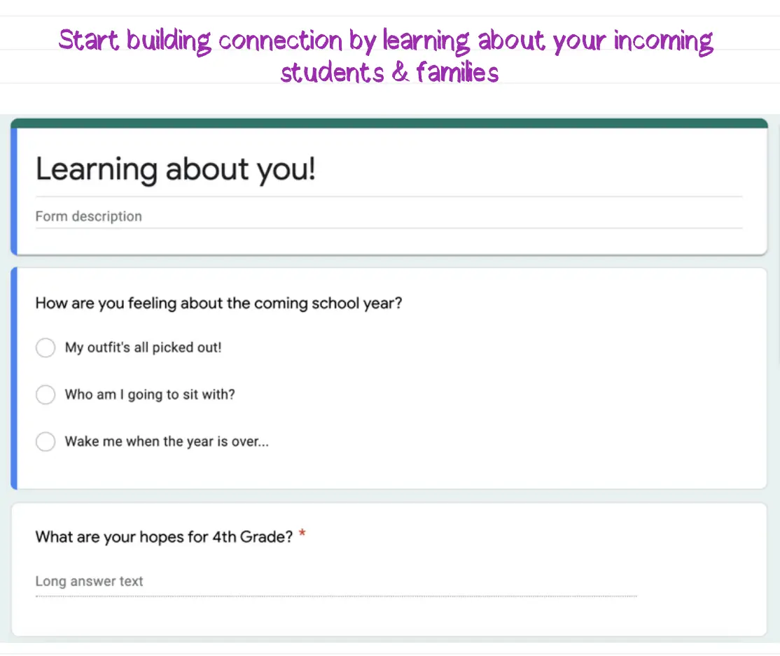 Learn about your future students with a survey built into Smore's newsletter