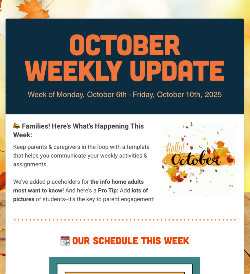 October Weekly Update template