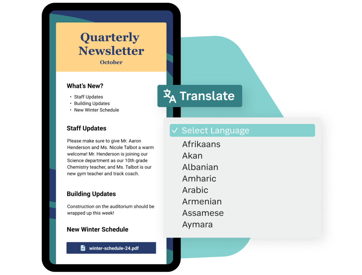 Translation feature being used on Quarterly Newsletter.