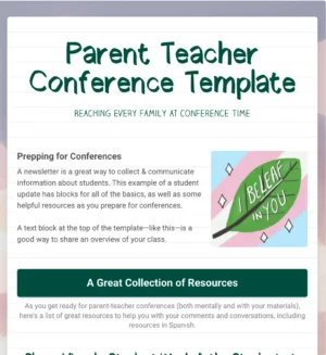 Parent Teacher Conference Template 2026