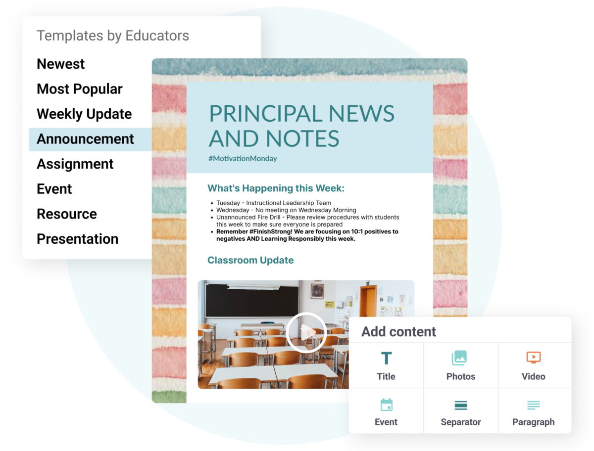 Principal News and Notes newsletter template.