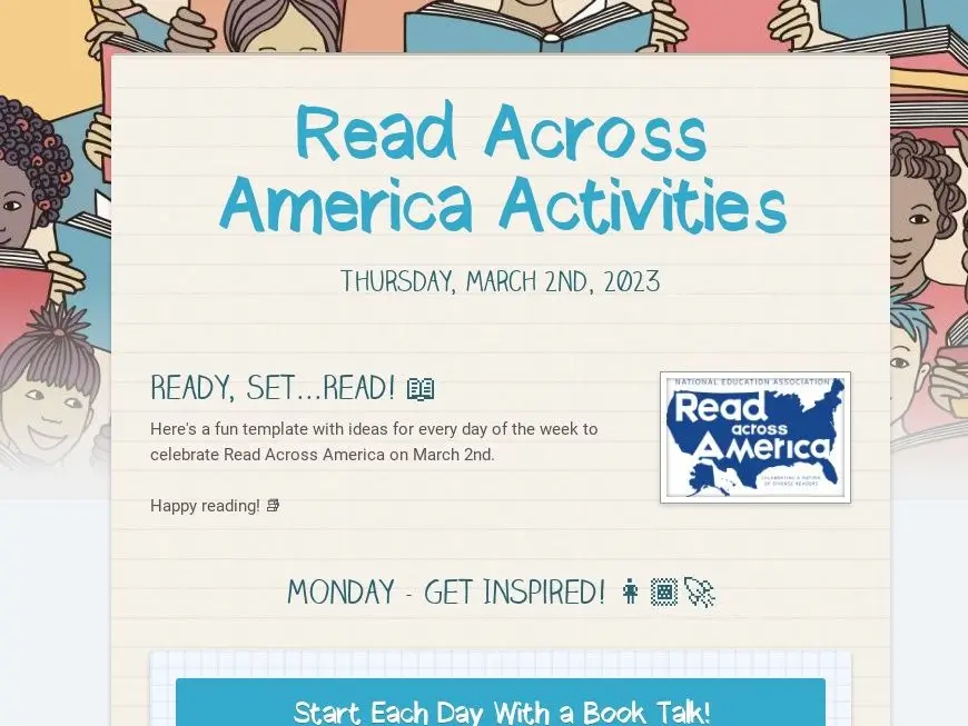Read Across America Activities newsletter template.