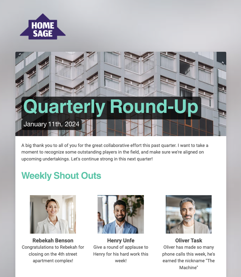 Quarterly Round-Up Newsletter Template.