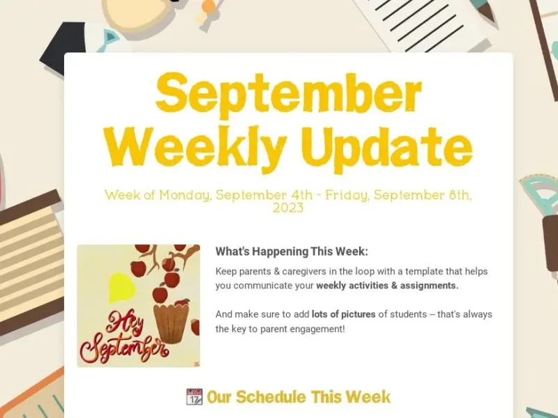 September Weekly Update newsletter template.