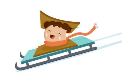 Smore mascot on sled