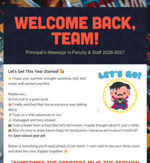 Welcome Back, Team! for 2026