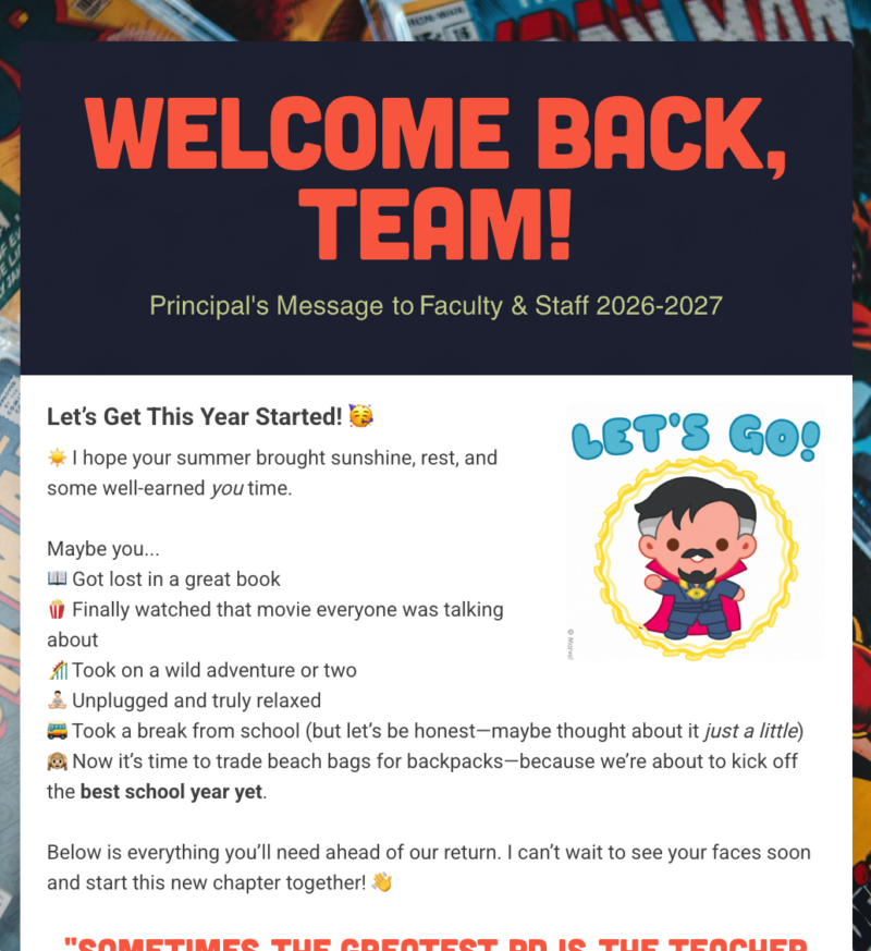 Welcome Back, Team! for 2026