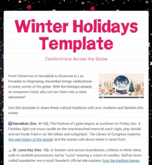 Winter Holidays Template 2026