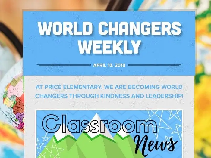 World Changers Weekly newsletter template.