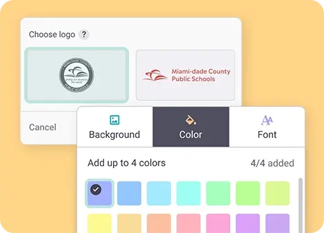 Show off your school spirit by adding your logo and colors of choice