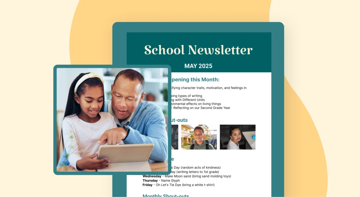 Father and daughter reading the Principal's Weekly Smore Newsletter