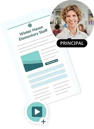 Example of a Smore newsletter with a photograph of a female principal smiling at the camera