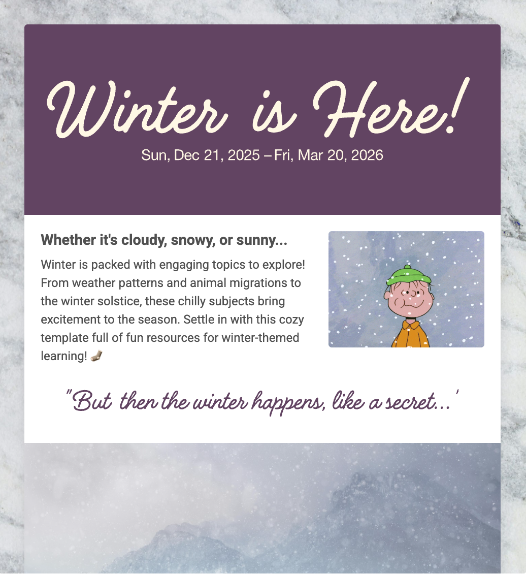Winter is Here Template - Smore