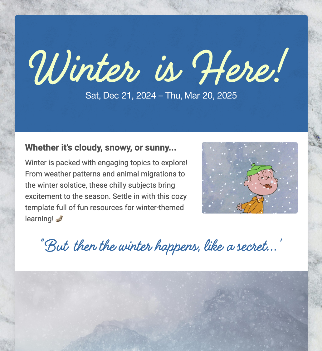 Winter is Here Template - Smore